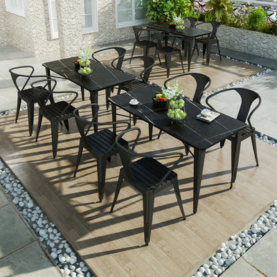 Nordic Rock Board Outdoor Table And Chair Combination Open-air Courtyard Negotiation Table And Chair One Table And Four Chairs Outside The Coffee Shop