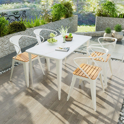 Nordic Rock Board Outdoor Table And Chair Combination Open-air Courtyard Negotiation Table And Chair One Table And Four Chairs Outside The Coffee Shop
