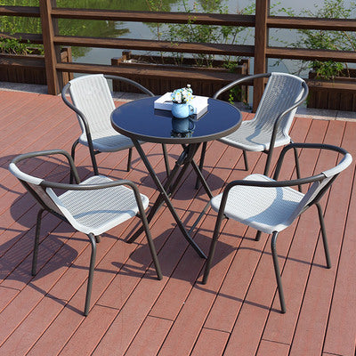 Rattan Table And Chair Outdoor Leisure Courtyard Rattan Chair Tea Table Combination Outdoor Balcony Table And Chair Outdoor Iron Rattan Chair Combination