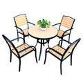 Outdoor Plastic Wood Table And Chair Combination Coffee Shop Outdoor Garden With Night Accommodation Rattan Tables And Chairs