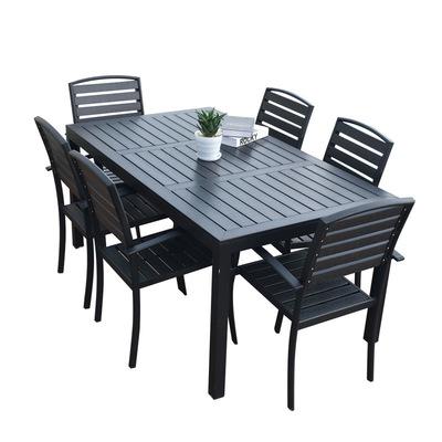 Qianmu Outdoor Iron Plastic Wood Table And Chair Combination Balcony Garden Outdoor Open-air Courtyard Cafe Dining Table And Chair