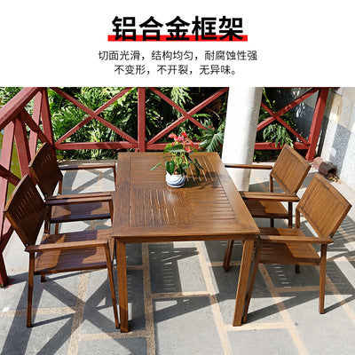 Outdoor Tables And Chairs Aluminum Alloy Plastic Wood Courtyard Balcony Restaurant Night Garden Waterproof Sunscreen Tables And Chairs Combination