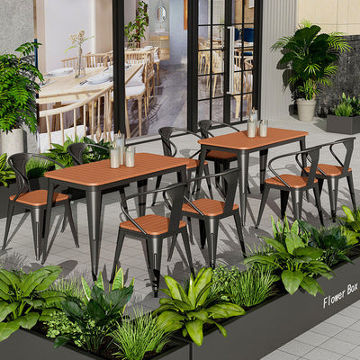 Nordic Courtyard Tables And Chairs Balcony Outdoor Leisure Tables And Chairs Combination Outdoor Iron Leisure Plastic Wood Tables And Chairs