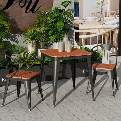 Nordic Courtyard Tables And Chairs Balcony Outdoor Leisure Tables And Chairs Combination Outdoor Iron Leisure Plastic Wood Tables And Chairs