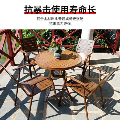 Outdoor Tables And Chairs Aluminum Alloy Plastic Wood Courtyard Balcony Restaurant Night Garden Waterproof Sunscreen Tables And Chairs Combination
