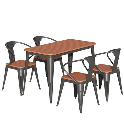 Nordic Courtyard Tables And Chairs Balcony Outdoor Leisure Tables And Chairs Combination Outdoor Iron Leisure Plastic Wood Tables And Chairs