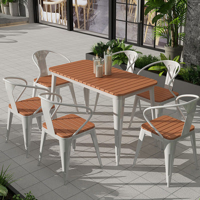 Nordic Courtyard Tables And Chairs Balcony Outdoor Leisure Tables And Chairs Combination Outdoor Iron Leisure Plastic Wood Tables And Chairs