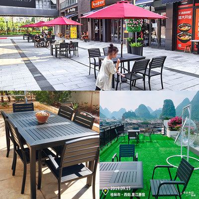 Outdoor Balcony Table And Chair Combination Outdoor Milk Tea Shop Coffee Shop Table And Chair Garden Leisure Imitation Wood Table And Chair Matching