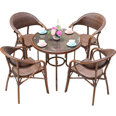 Outdoor Leisure Rattan Tables And Chairs Outdoor Courtyard Garden Cafe Leisure Rattan Chairs Balcony Rattan Tables And Chairs Combination