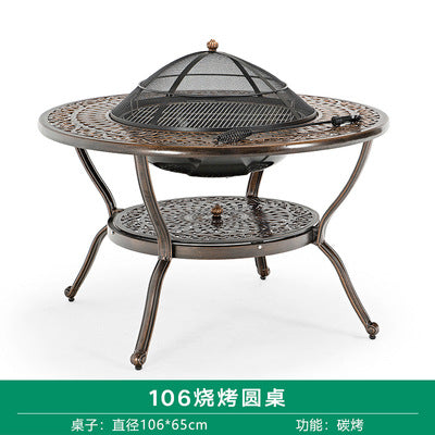 Outdoor Barbecue Table Leisure Courtyard Table Iron Cast Aluminum Table Villa Leisure Table And Chair Household Commercial Carbon Electric Baking Table