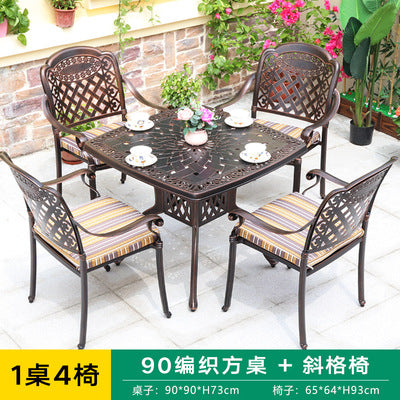 Cast Aluminum Outdoor Table And Chair Combination Simple Iron Art Outdoor Courtyard Garden Anti-corrosion Leisure Balcony Open-air Table And Chair
