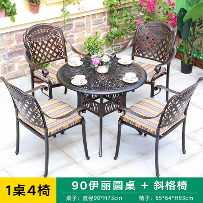 Cast Aluminum Outdoor Table And Chair Combination Simple Iron Art Outdoor Courtyard Garden Anti-corrosion Leisure Balcony Open-air Table And Chair