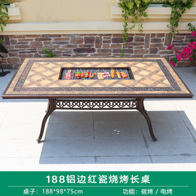 Outdoor Barbecue Table Leisure Courtyard Table Iron Cast Aluminum Table Villa Leisure Table And Chair Household Commercial Carbon Electric Baking Table