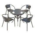 Outdoor Furniture Plastic Wood Tables And Chairs Three Piece Combination Outdoor Cafe Courtyard Aluminum Alloy Leisure Restaurant Tables And Chairs