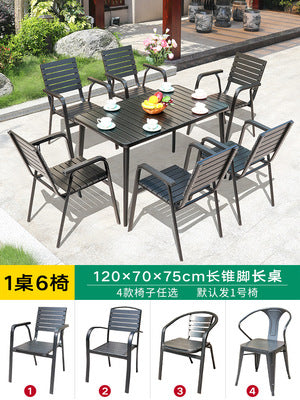 Outdoor Balcony Table And Chair Combination Outdoor Milk Tea Shop Coffee Shop Table And Chair Garden Leisure Imitation Wood Table And Chair Matching