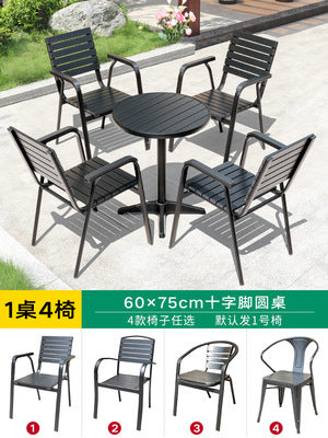Outdoor Balcony Table And Chair Combination Outdoor Milk Tea Shop Coffee Shop Table And Chair Garden Leisure Imitation Wood Table And Chair Matching
