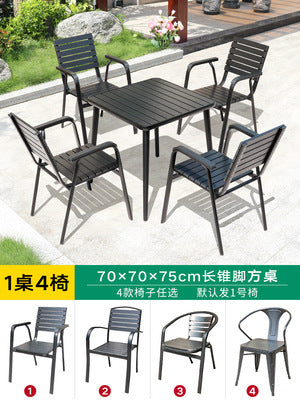 Outdoor Balcony Table And Chair Combination Outdoor Milk Tea Shop Coffee Shop Table And Chair Garden Leisure Imitation Wood Table And Chair Matching