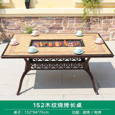 Outdoor Barbecue Table Leisure Courtyard Table Iron Cast Aluminum Table Villa Leisure Table And Chair Household Commercial Carbon Electric Baking Table