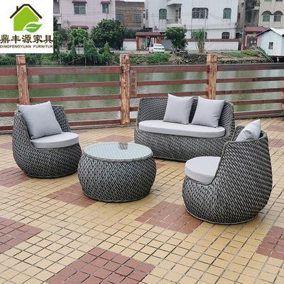 Outdoor Rattan Sofa Tea Table Combination Nordic Rattan Art Outdoor Sofa Courtyard Balcony Rattan Furniture
