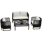 Outdoor Rattan Chair Tea Table Garden Villa Leisure Simple Hotel Back Chair Outdoor Balcony Small Table And Chair