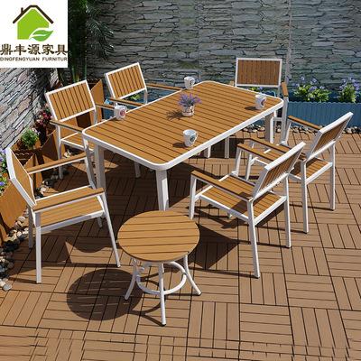Factory Price Plastic Wood Tables And Chairs Outdoor Anti-corrosion Outdoor Leisure Plastic Wood Tables And Chairs Combined Plastic Wood Tables And Chairs Cafe
