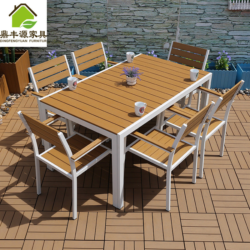 Outdoor Leisure Plastic Wood Tables And Chairs