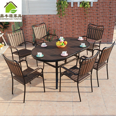 Plastic Wood Tables And Chairs Outdoor Hotel Leisure Outdoor Tables And Chairs Combination Terrace Garden Coffee Tables And Chairs