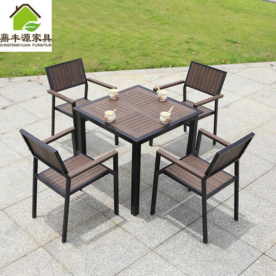 Plastic Wood Tables And Chairs Outdoor Hotel Leisure Outdoor Tables And Chairs Combination Terrace Garden Coffee Tables And Chairs