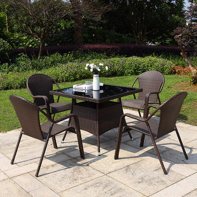Outdoor Rattan Chair Courtyard Balcony Rattan Table And Chair Iron Rattan Table And Chair Combination Leisure Rattan Furniture