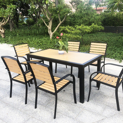 Outdoor Plastic Wood Table And Chair Combination Coffee Shop Outdoor Garden With Night Accommodation Rattan Tables And Chairs