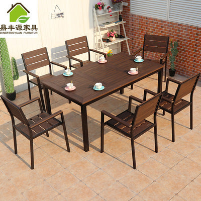 Plastic Wood Tables And Chairs Outdoor Hotel Leisure Outdoor Tables And Chairs Combination Terrace Garden Coffee Tables And Chairs