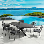 Outdoor Balcony Outdoor Tables And Chairs Courtyard Leisure All Aluminum Stretch Dining Table Combination Outdoor Sunscreen Antirust Tables And Chairs