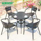 Outdoor Furniture Plastic Wood Tables And Chairs Three Piece Combination Outdoor Cafe Courtyard Aluminum Alloy Leisure Restaurant Tables And Chairs
