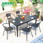 Outdoor Furniture Plastic Wood Tables And Chairs Three Piece Combination Outdoor Cafe Courtyard Aluminum Alloy Leisure Restaurant Tables And Chairs
