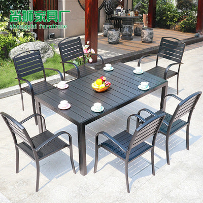 Outdoor Balcony Table And Chair Combination Outdoor Milk Tea Shop Coffee Shop Table And Chair Garden Leisure Imitation Wood Table And Chair Matching