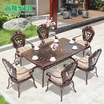 Craft Cast Aluminum Outdoor Tables And Chairs High-grade Outdoor Cast Aluminum Carved Leisure Tables And Chairs High-grade Hotel Cast Aluminum Tables And Chairs