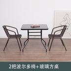 Outdoor Tables And Chairs Courtyard Leisure With Umbrella Combination Outdoor Iron Outdoor Balcony Rattan Chair Three Piece Set Rain And Sun Protection
