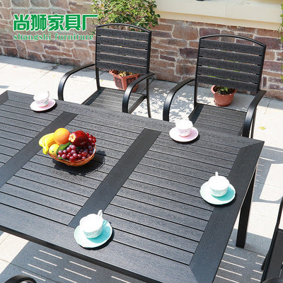 Leisure Outdoor Tables And Chairs Coffee Shop Milk Tea Shop Table And Chair Outdoor Garden Anticorrosive Plastic Wood Courtyard Table And Chair