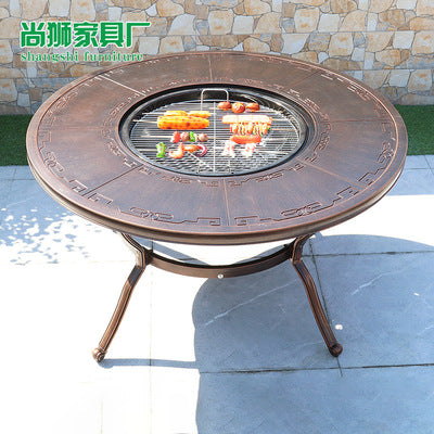 Outdoor Barbecue Table Leisure Courtyard Table Iron Cast Aluminum Table Villa Leisure Table And Chair Household Commercial Carbon Electric Baking Table