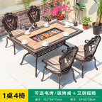 Outdoor Barbecue Table Multi-purpose Cast Aluminum Plate Carving Charged Carbon Oven Hot Pot Baking Plate Ceramic Tile Barbecue Table And Chair Combination