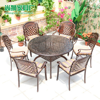 Cast Aluminum Outdoor Table And Chair Combination Simple Iron Art Outdoor Courtyard Garden Anti-corrosion Leisure Balcony Open-air Table And Chair