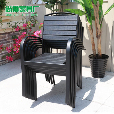 Leisure Outdoor Tables And Chairs Coffee Shop Milk Tea Shop Table And Chair Outdoor Garden Anticorrosive Plastic Wood Courtyard Table And Chair