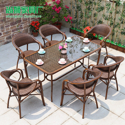 Outdoor Leisure Rattan Tables And Chairs Outdoor Courtyard Garden Cafe Leisure Rattan Chairs Balcony Rattan Tables And Chairs Combination