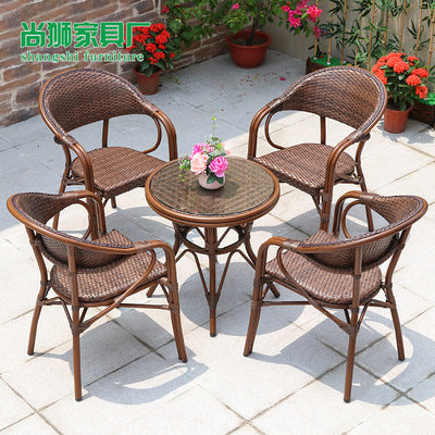 Outdoor Leisure Rattan Tables And Chairs Outdoor Courtyard Garden Cafe Leisure Rattan Chairs Balcony Rattan Tables And Chairs Combination