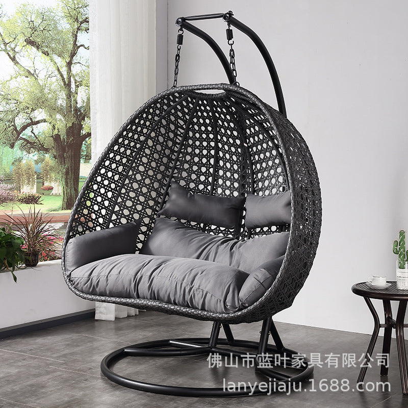 Outdoor Leisure Bird's Nest Double Basket Hanging Chair Modern Simple Balcony Courtyard Swing Rattan Rocking Chair Hammock