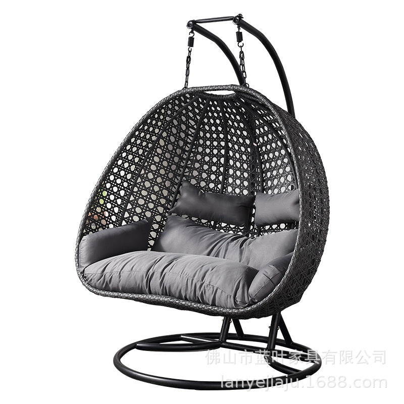 Outdoor Leisure Bird's Nest Double Basket Hanging Chair Modern Simple Balcony Courtyard Swing Rattan Rocking Chair Hammock