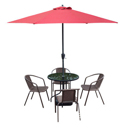Outdoor Tables And Chairs Courtyard Leisure With Umbrella Combination Outdoor Iron Outdoor Balcony Rattan Chair Three Piece Set Rain And Sun Protection