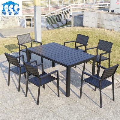 Outdoor Leisure Tables And Chairs Balcony Community Courtyard Balcony Tieyi Milk Tea Shop Antiseptic Wood Tables And Chairs Outdoor Plastic Wood Furniture