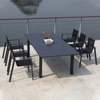 Simple Leisure Furniture External Tables And Chairs Outdoor Garden Courtyard Aluminum Alloy Stretched Open-air Table And Chair Combination