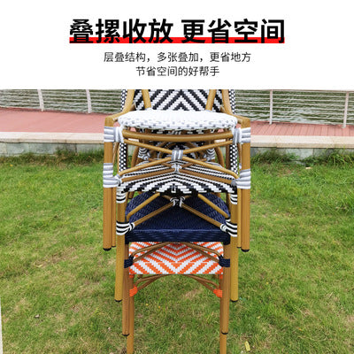 Rattan Chair Aluminum Alloy Northern Rattan Table And Chair Home Stay Restaurant Cafe Balcony Outdoor Garden Table And Chair